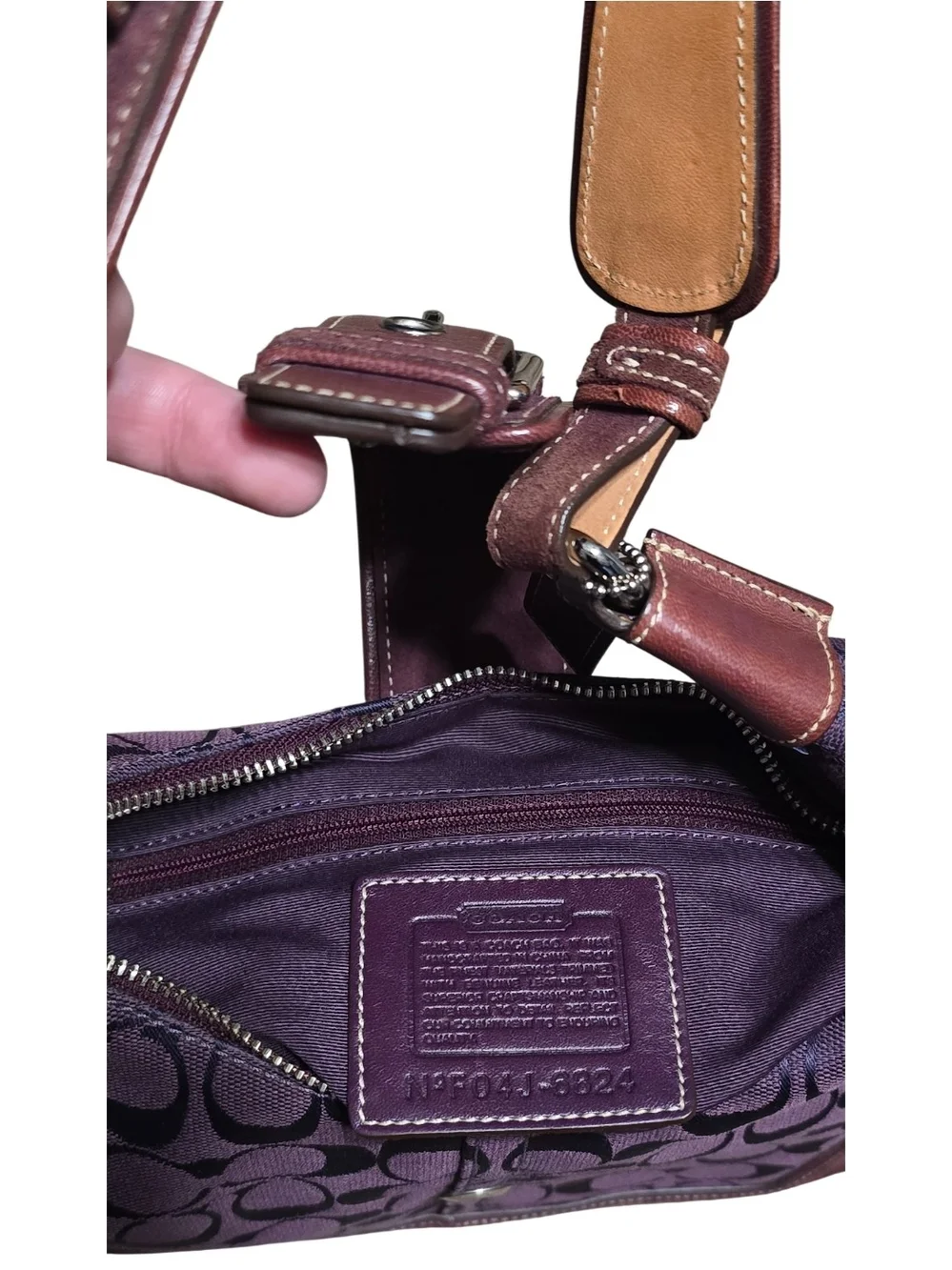 Coach Purple Signature Canvas Hobo Bag with Wallet and Wristlet